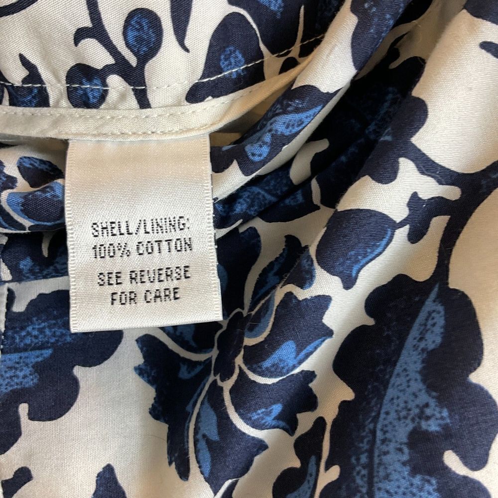 Talbots Women Navy Blue White Floral Skirt Lightweight Cotton Pleated A Line H2 - Picture 11 of 12